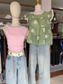 Women Rib Drawn-String Wide Leg Jeans